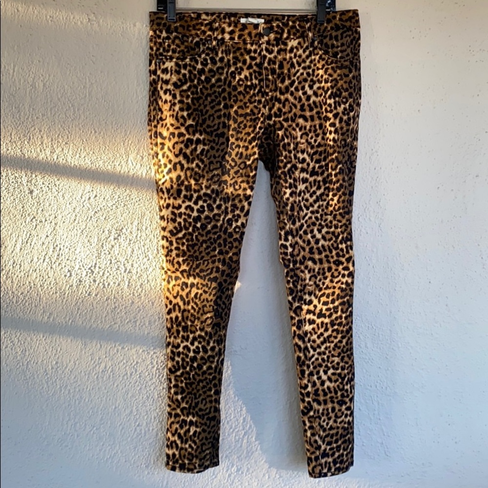 Leopard print skinny pants cotton